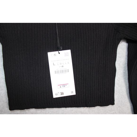 Zara New Black Off the Shoulder Crop Top Long Sleeve Size Large‎ - Picture 4 of 7